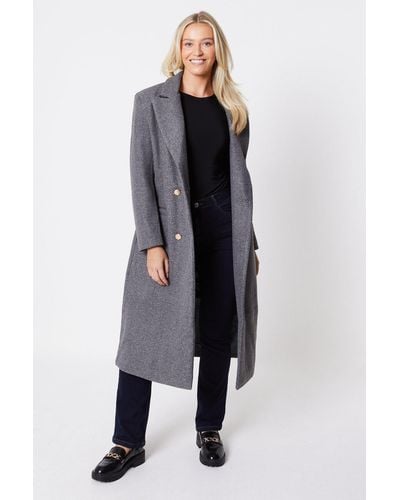 Dorothy Perkins Longline Double Breasted Formal Coat - Blue