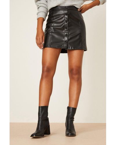 Dorothy Perkins Faux Leather Skirt - Black
