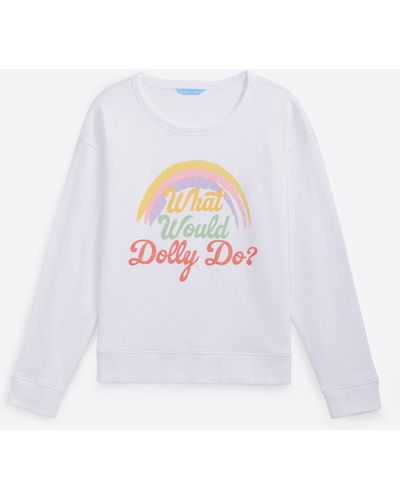 Draper James What Would Dolly Do Rainbow Sweatshirt - White