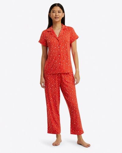Draper James Linda Pajama Set In Falling Petals - Red