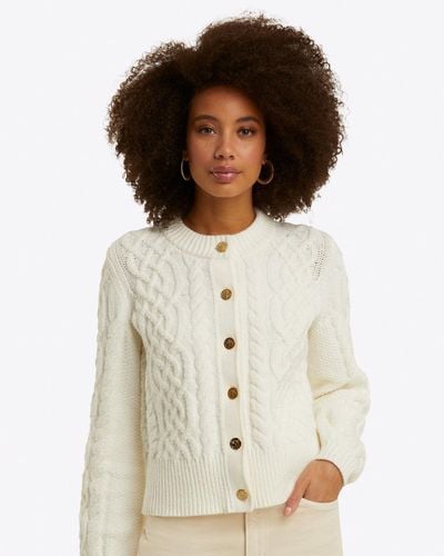 Draper James Cable Knit Cardigan In Cotton - White