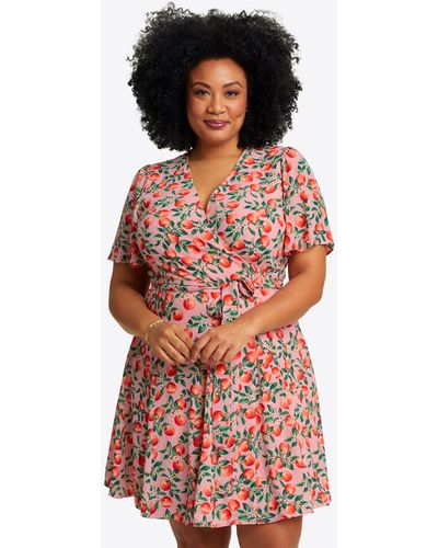 Draper James Wendy Wrap Dress In Apple Blossom Floral - Red