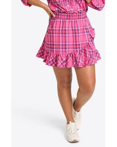 Draper James Ruffle Wrap Skirt In Pink Angie Plaid