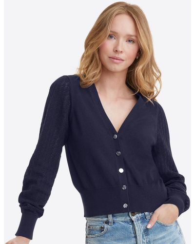 Draper James Button Front Cardigan In Navy - Blue