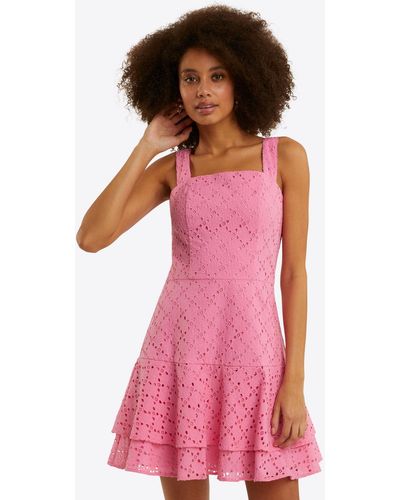 Draper James Ashland Sleeveless Mini Dress In Eyelet - Pink