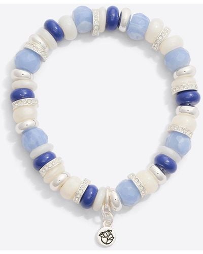 Draper James Pearl Mixed Stone Stretch Bracelet - Blue