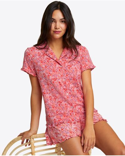 Draper James Mickey Pajama Set In Pansy Floral - Red
