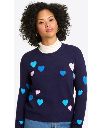 Draper James Multi Heart Crewneck Sweater - Blue