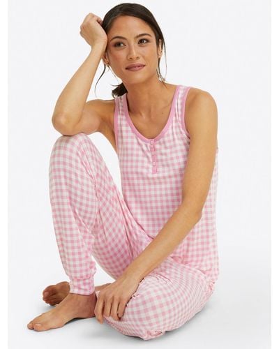 Draper James Hillary Pajama Set In Light Pink Gingham