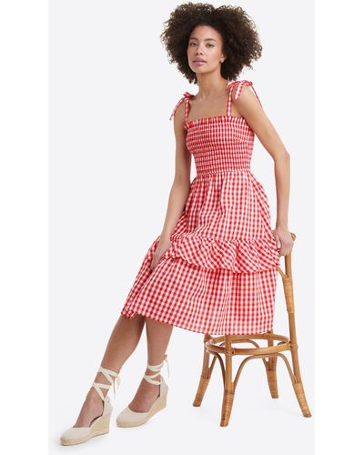Draper James Taylor Dress In Poppy Red Gingham - Pink