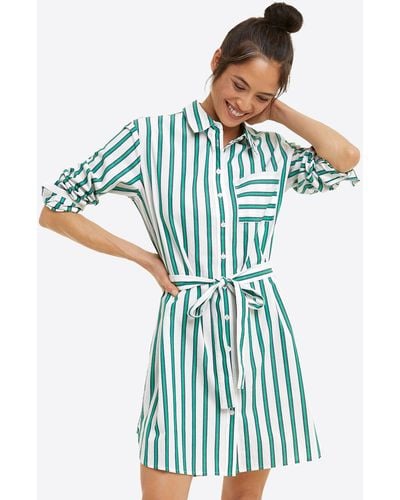 Draper James Carly Shirtdress In Bold Green Stripe - Blue