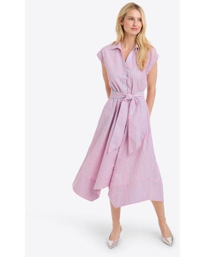 Draper James Trisha Handkerchief Dress In Seersucker Stripe - Pink