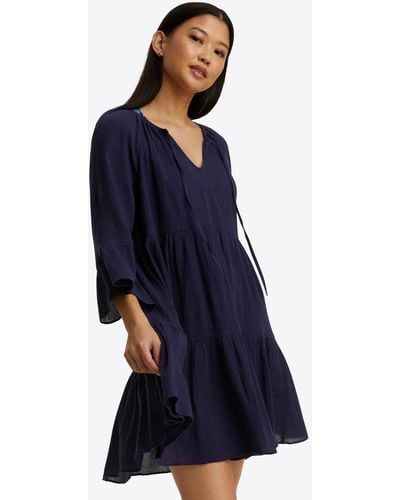 Draper James Crinkle Cotton Tiered Coverup - Blue