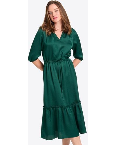 Draper James Martina Midi Dress In Hammered Satin - Green