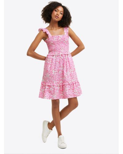 Draper James Shania Smocked Dress In Pink Shadow Floral