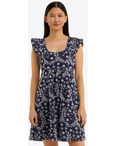 Draper James Ciara Babydoll Dress In Embroidered Floral - Blue