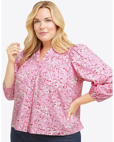 Draper James Button-front Top In Pink Shadow Floral