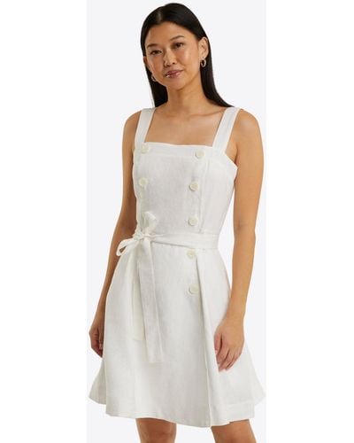 Draper James Kylie Love Circle Mini Dress In Linen - White