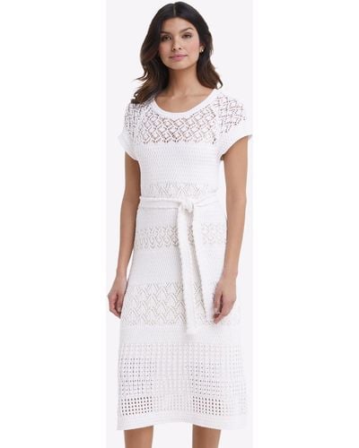 Draper James Crochet Midi Dress In White