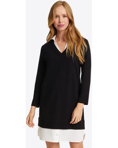 Draper James Wool And Cotton Combo Sweaterdress In Black
