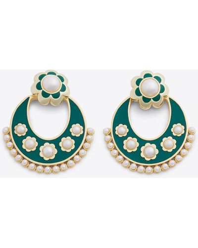 Draper James Scallop Hoops In Ever Green - Blue