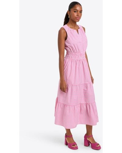 Draper James Delilah Midi Dress In Crisp Cotton - Pink
