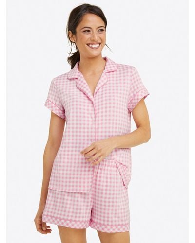 Draper James Sara Pajama Set In Light Pink Gingham