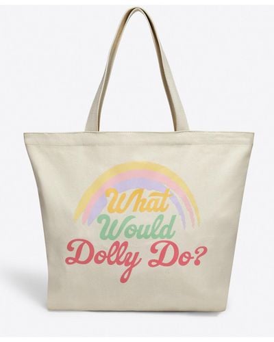 Draper James What Would Dolly Do Rainbow Canvas Tote - White