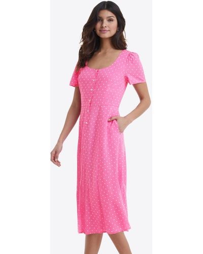Draper James Bonnie Midi Dress In Polka Dots - Pink
