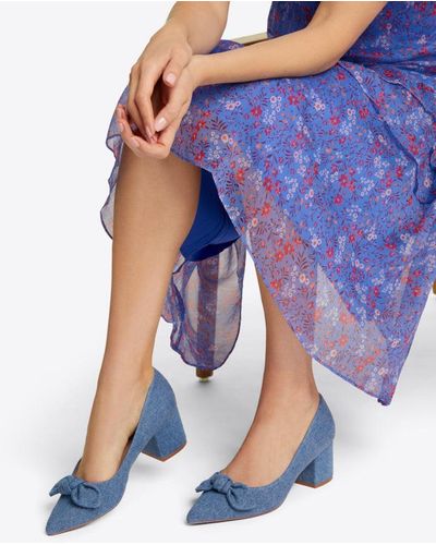 Draper James Frances Bow Heel In Denim - Blue