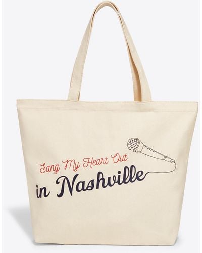 Draper James Sang My Heart Out In Nashville Canvas Tote - White