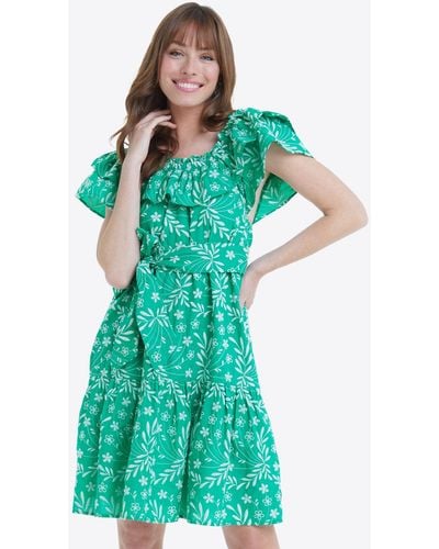 Draper James Sawyer Dress In Embroidered Floral - Green