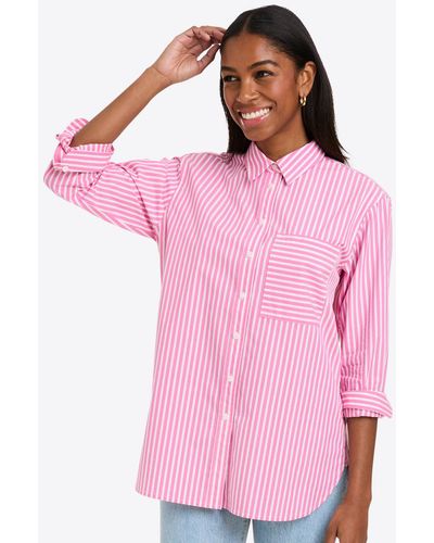 Draper James Lynn Long Sleeve Top In Crisp Cotton - Pink