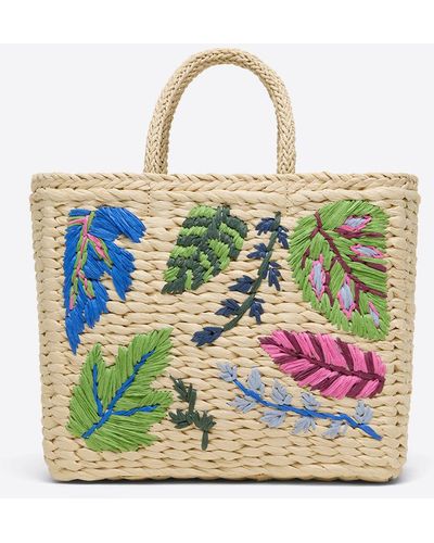 Draper James Embroidered Straw Tote - Natural
