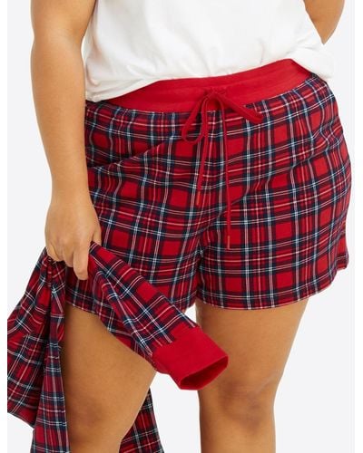 Draper James Natalie Sweat Shorts In Angie Plaid - Red