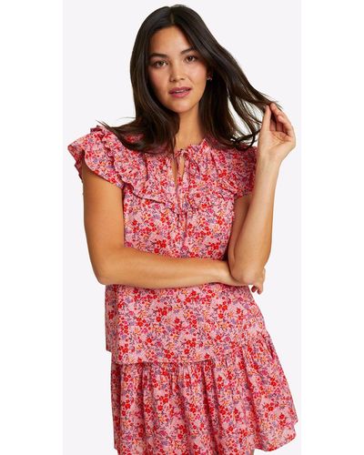 Draper James Raelynn Top In Pansy Floral - Red