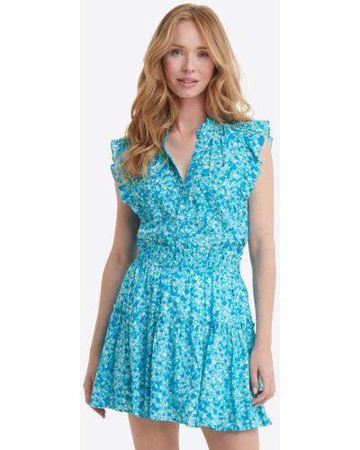 Draper James Connie Top In Blue Aster Floral