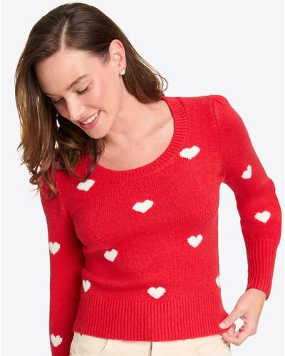 Draper James Puff Sleeve Heart Sweater - Red