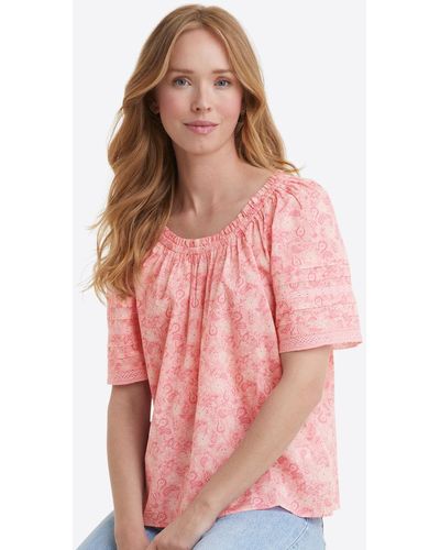 Draper James Donna Top In Pink Paisley
