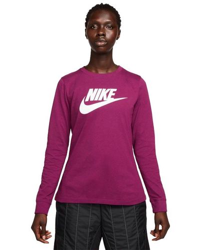 Nike Sportswear Essential Icon Futura Long Sleeve T-shirt - Purple