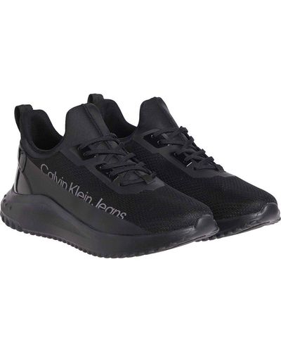 Calvin Klein Top Lace Up Mix Trainers in White for Men | Lyst