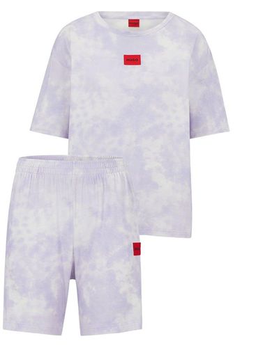 HUGO - Cuffed pyjama bottoms in stretch jersey with logo waistband