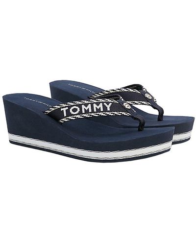 Tommy Hilfiger Tommy Webbing H Wedge Sandal Flip Flops - Blue