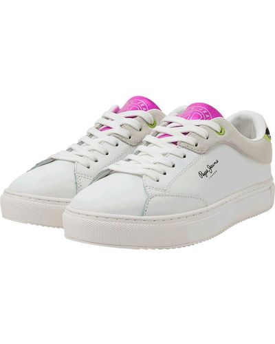 Pepe Jeans Adams Brand Trainers in White | Lyst