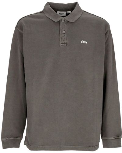 Obey Lowercase Pigment 'Long Sleeve Polo Pigment Digital Polo - Gray