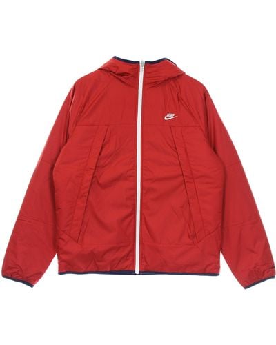 Nike Therma Fit Legacy Reversible Hooded Jacket Gym/Midnight/Sail Down Jacket - Red