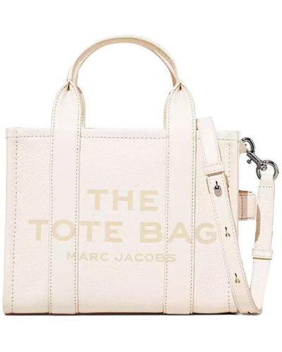 Marc Jacobs The Leather Mini Tote Ivory Handbag - Natural