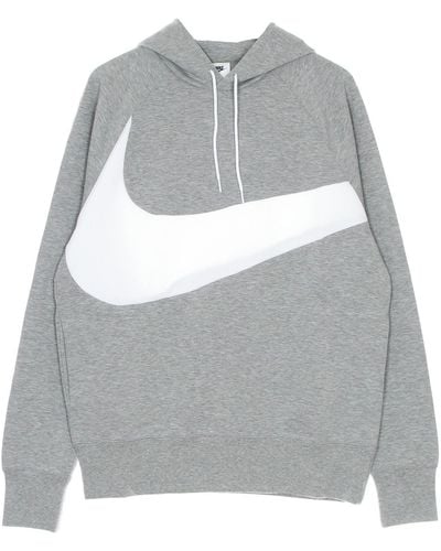 Nike Lightweight Hooded Sweatshirt Swoosh Tech Fleece Pullover Hoodie - Gray