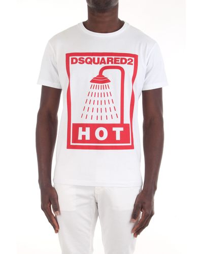 DSquared² Weisses Maxi-T-Shirt Mit 'Hot'-Aufdruck - Rot