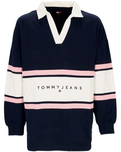 Tommy Hilfiger Colorblock Rugby-Langarm-Poloshirt Fur Damen - Blau
